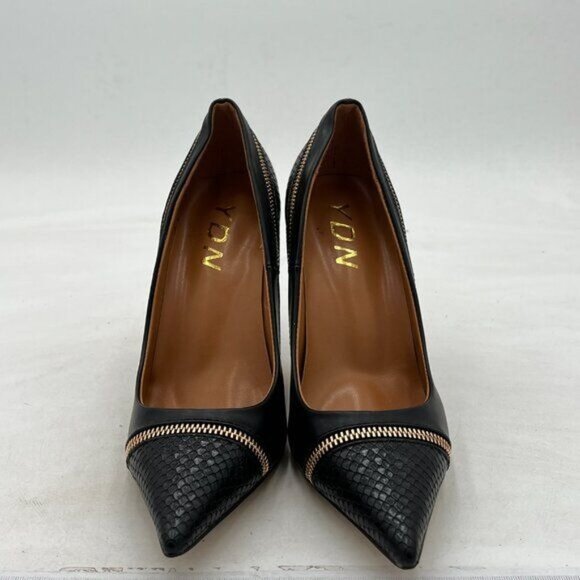 YDN Women Sexy Pointed Toe Slip on Pumps Zipper Snake Pattern Stiletto High Heel - Picture 3 of 7